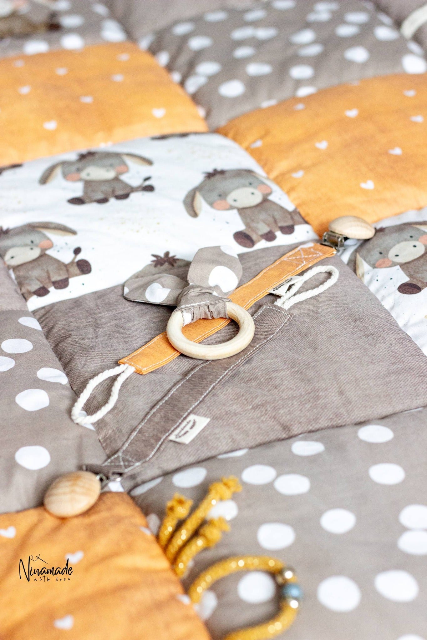 Eselchen Beige – Kinderstoff mit Esel | verschiedene Stoffarten