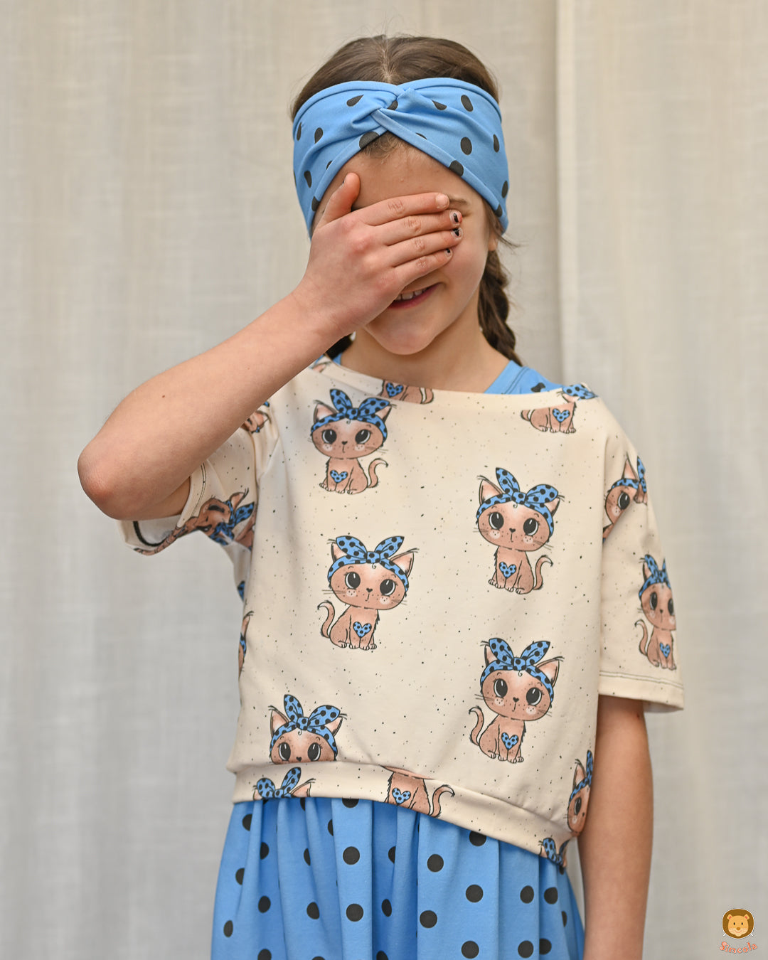 Stoffpaket Dot Kitty Love – süßer Katzen-Kinderstoff | verschiedene Stoffarten