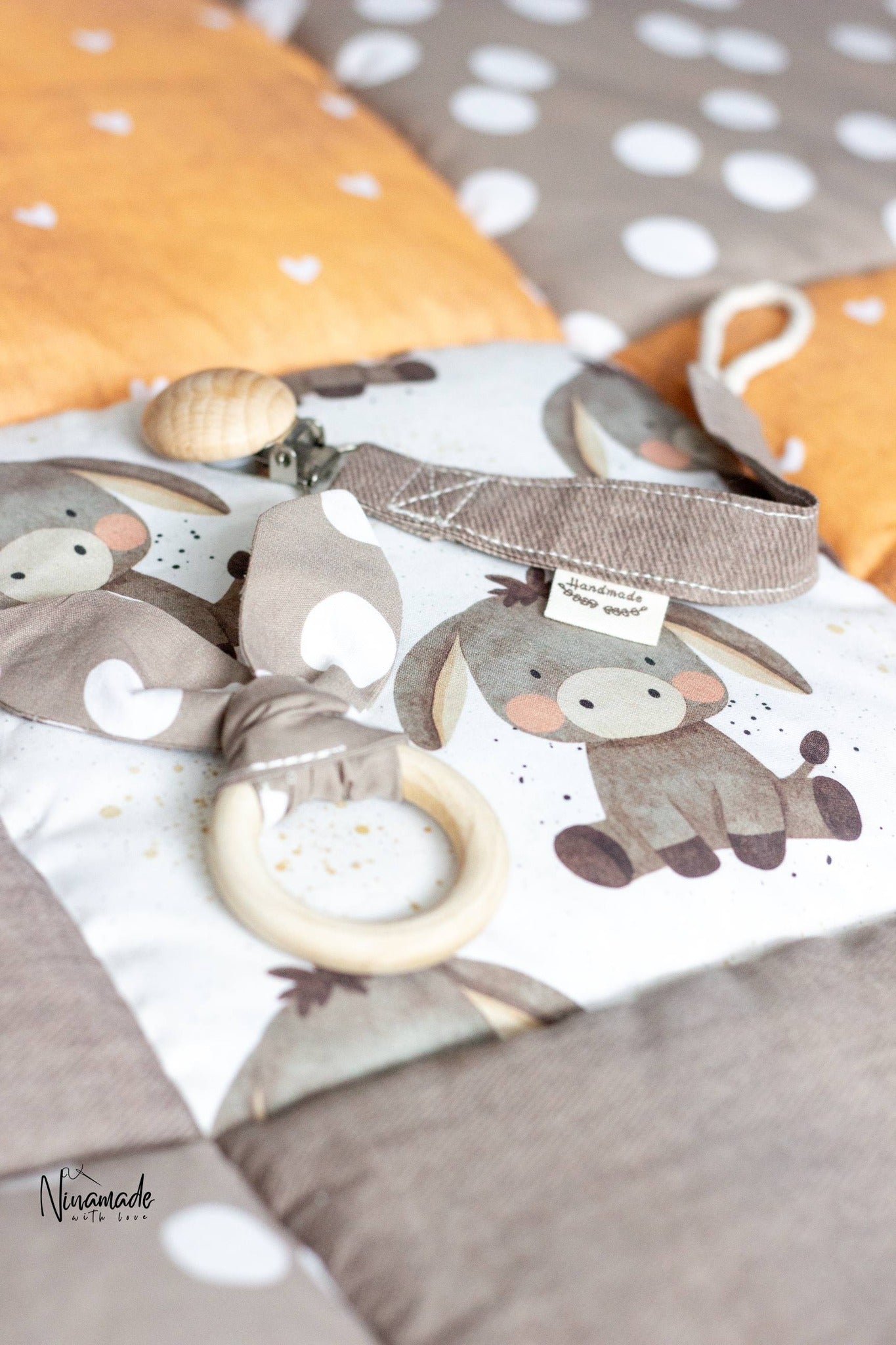 Eselchen Beige – Kinderstoff mit Esel | verschiedene Stoffarten
