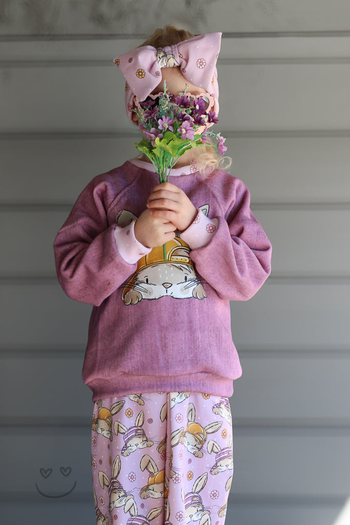 Stoffpaket Skate Bunny Vibes Girl Flieder – Kinderstoff mit Hasen | verschiedene Stoffarten