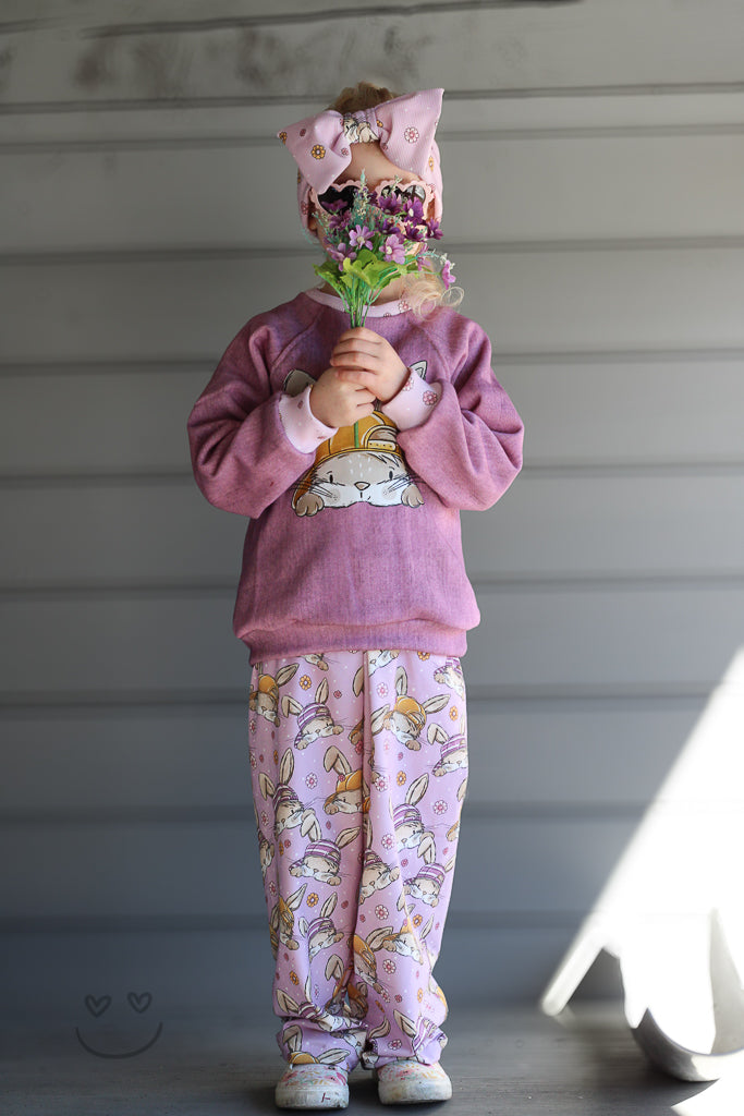 Stoffpaket Skate Bunny Vibes Girl Flieder – Kinderstoff mit Hasen | verschiedene Stoffarten