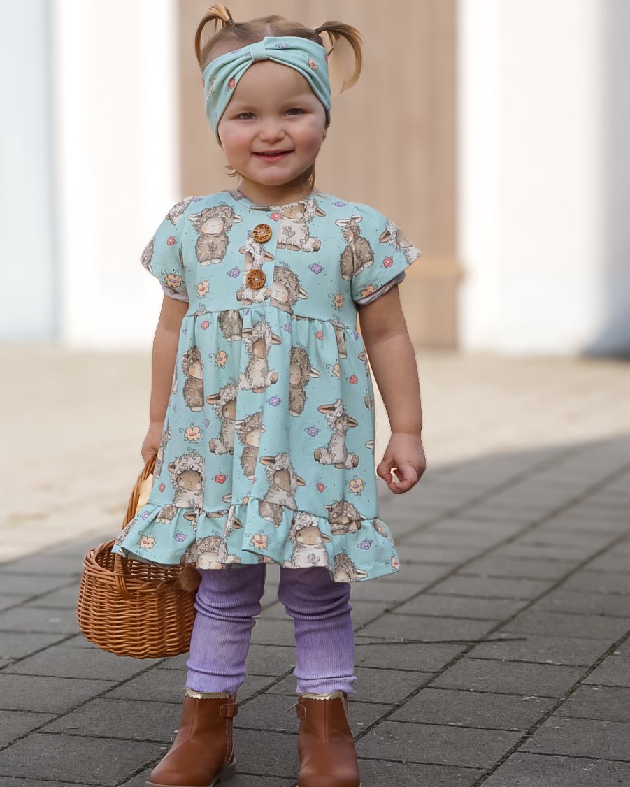 Stoffpaket Lämmchen Mint – Kinderstoff mit süßen Schafen | verschiedene Stoffarten