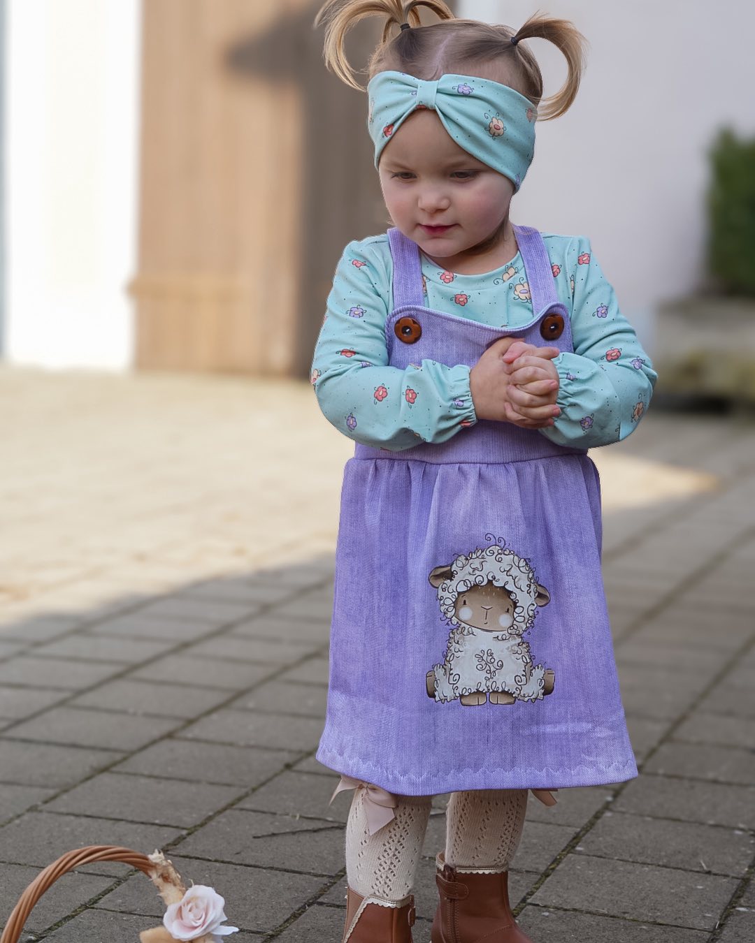 Stoffpaket Lämmchen Mint – Kinderstoff mit süßen Schafen | verschiedene Stoffarten