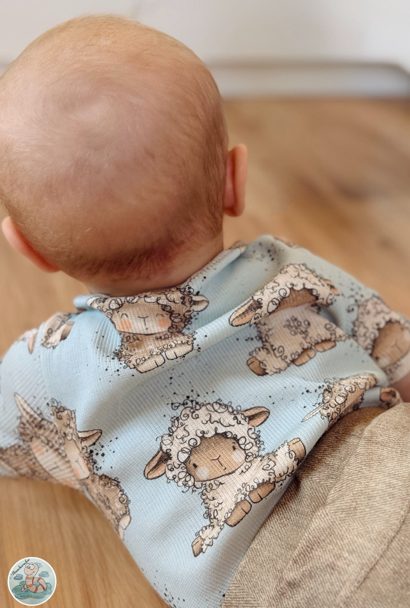 Lämmchen Hellblau – Kinderstoff mit süßen Schafen | verschiedene Stoffarten