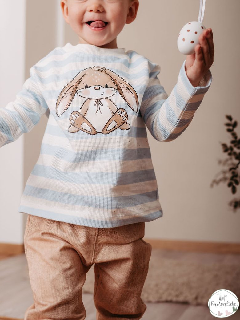 Kleine Häschen Hellblau – Kinderstoff mit Hasen | verschiedene Stoffarten