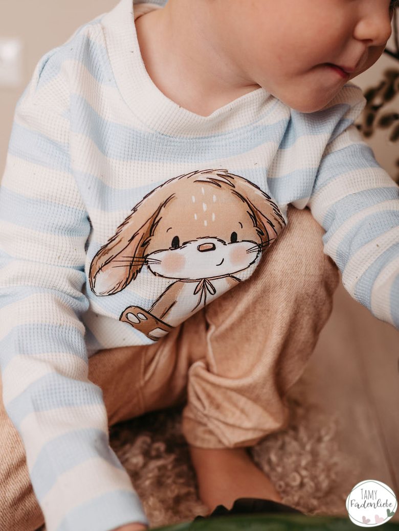 Kleine Häschen Hellblau – Kinderstoff mit Hasen | verschiedene Stoffarten