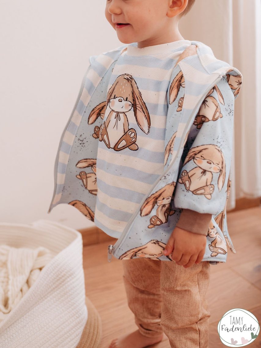 Kleine Häschen Hellblau – Kinderstoff mit Hasen | verschiedene Stoffarten