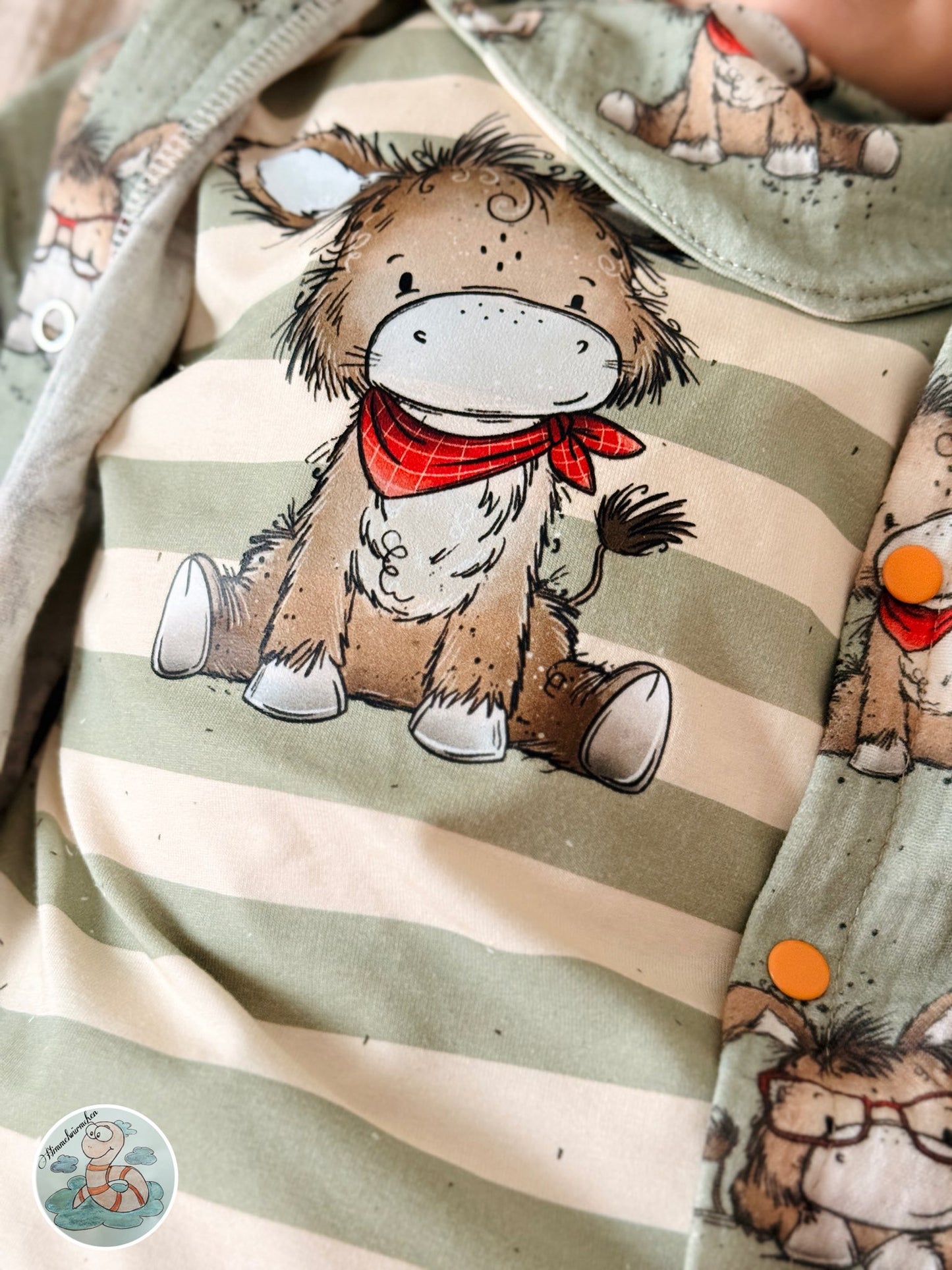 Kleines Eselchen Grün - süßer Eselstoff für Kinder| auf verschiedenen Stoffarten