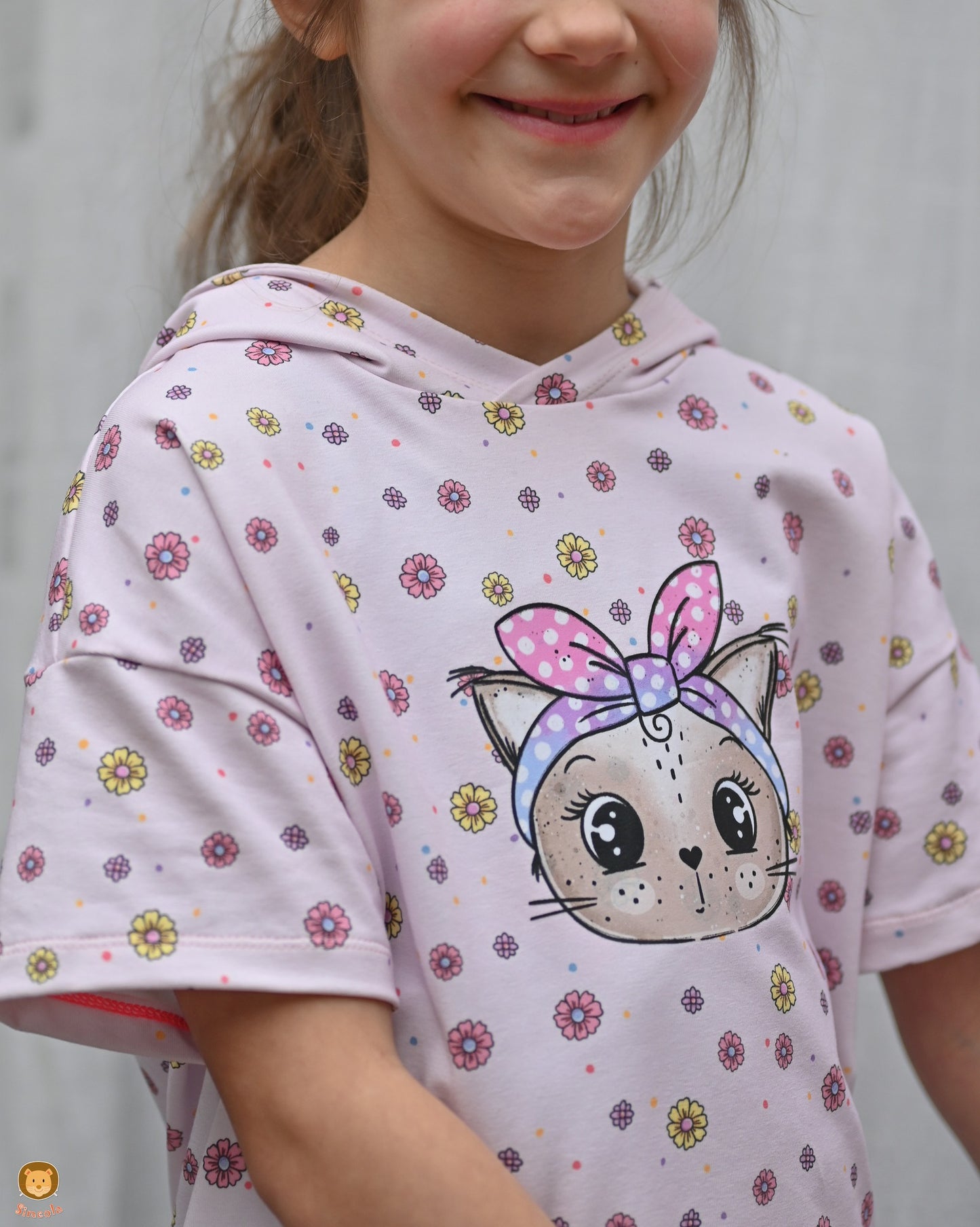 Kitty Flower Flieder – Katzen & Blumen Kinderstoff | verschiedene Stoffarten