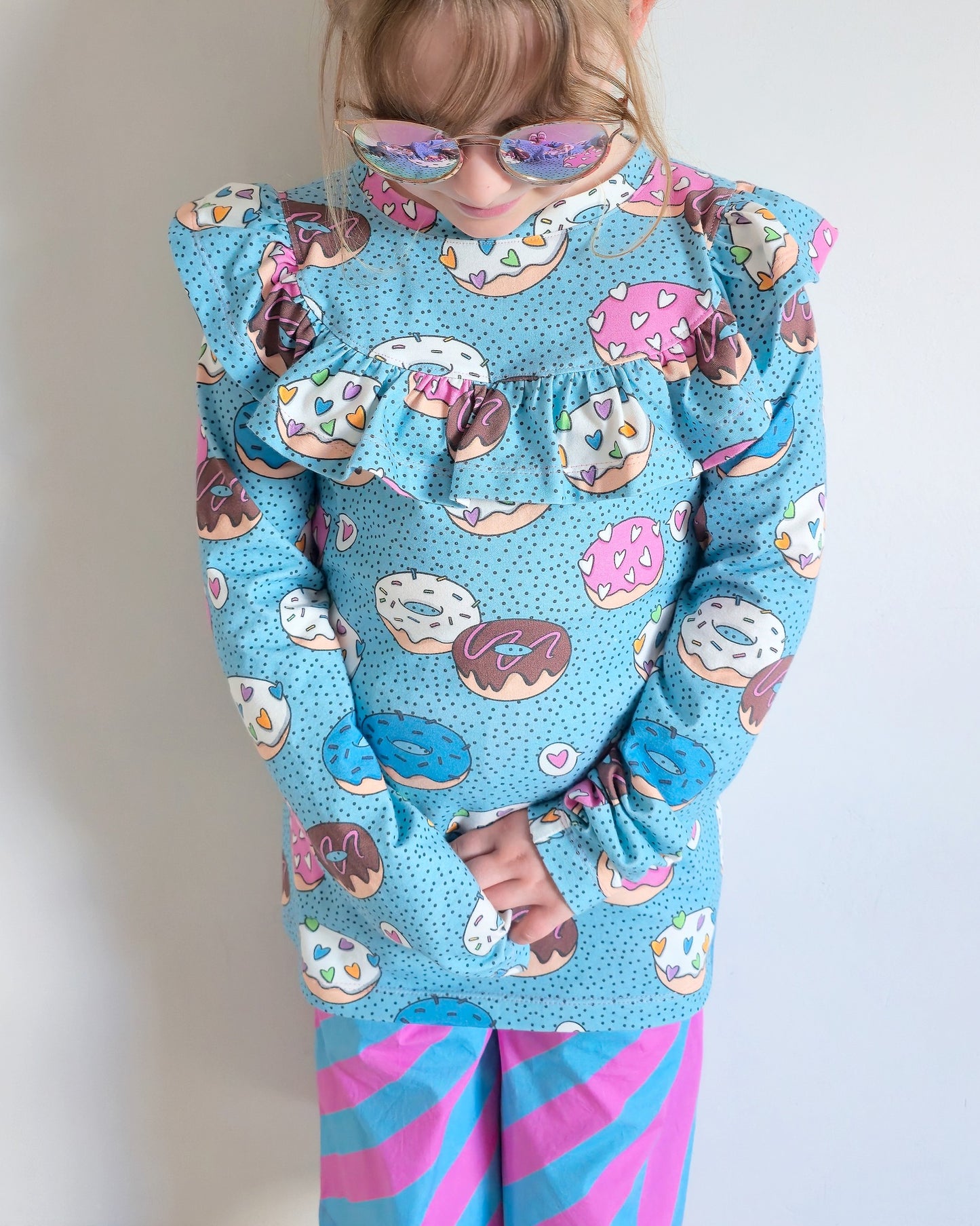 Donut Pop – Bunter Donut Stoff | auf verschiedenen Stoffarten