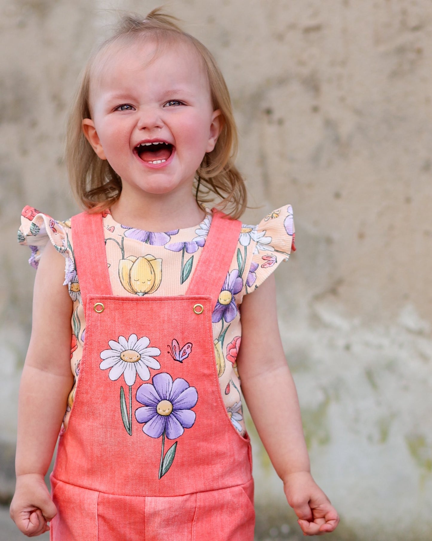 Bloom & Smile Gelb – fröhlicher Blumen Stoff | auf verschiedenen Stoffarten