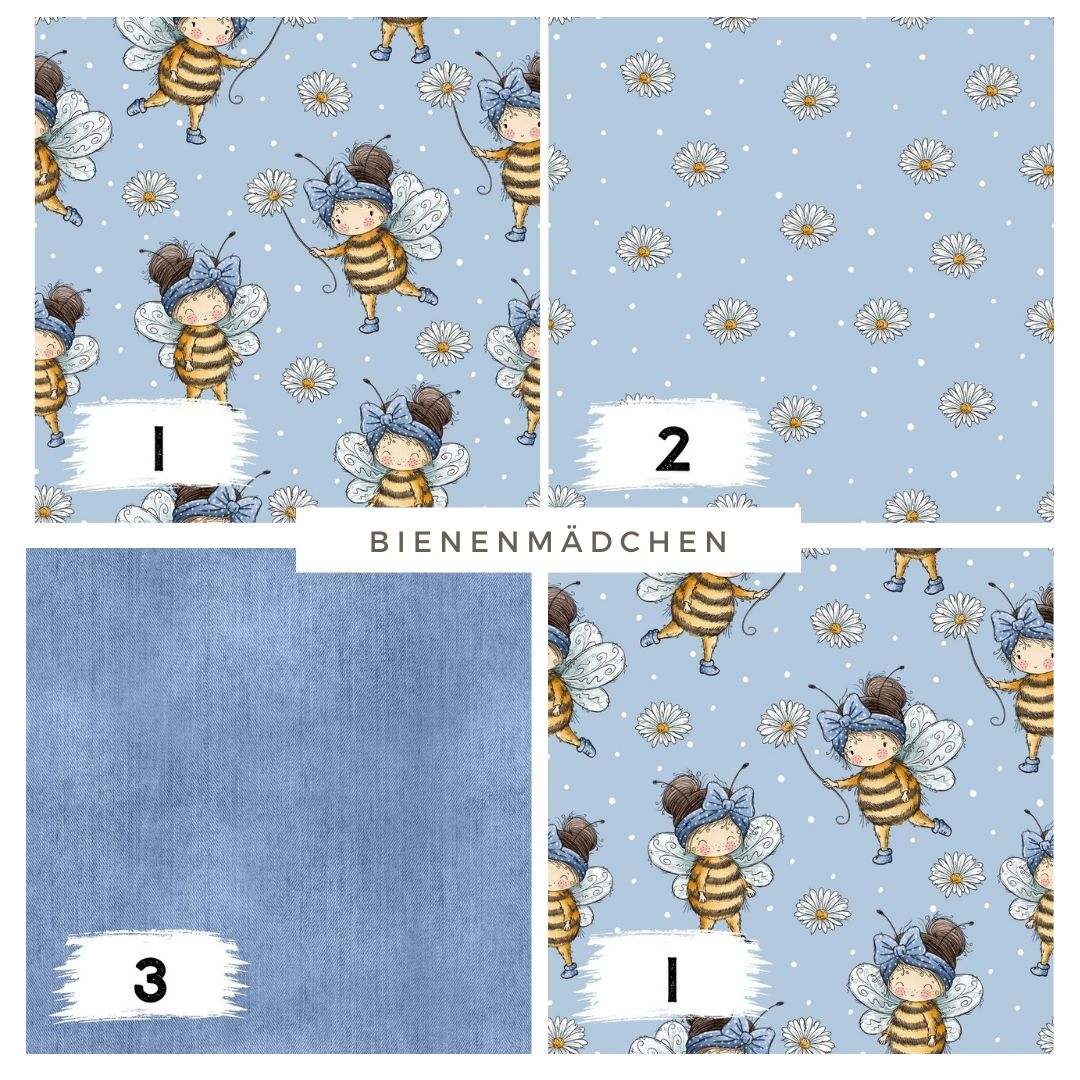 Stoffpaket Bienenmädchen Blau – Mädchen als Biene | auf verschiedenen Stoffarten
