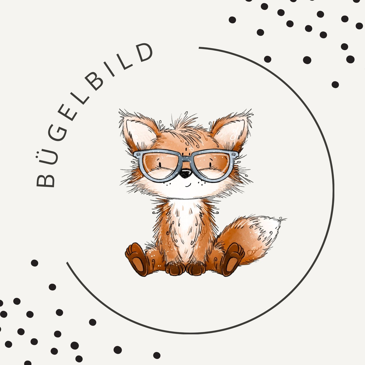 Bügelbild Fuchstag Creme 1 – Fuchs mit Brille
