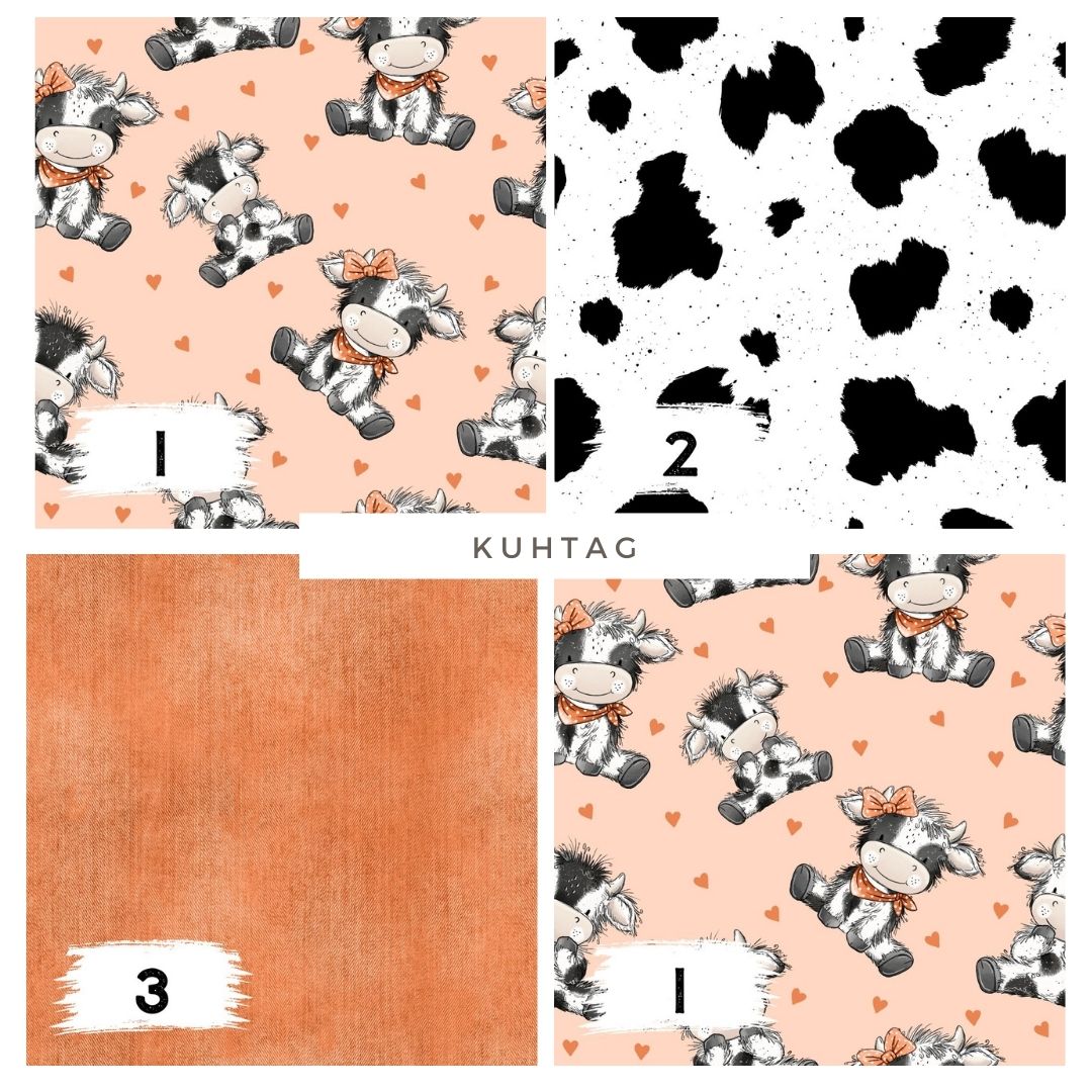 Kuhtag Apricot – süße Kuh | auf verschiedenen Stoffarten