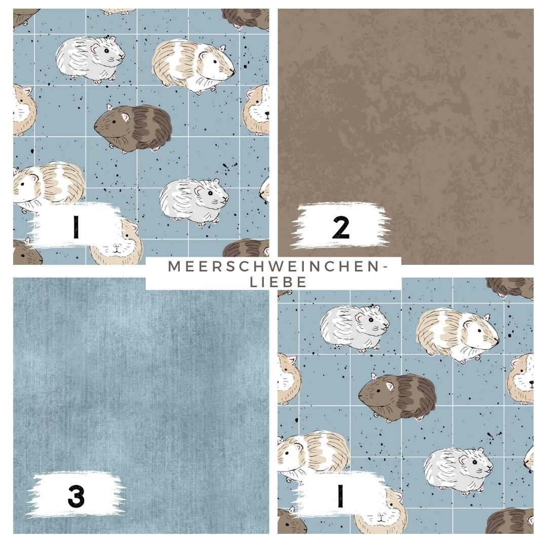 Meerschweinchenliebe Blau – Kinderstoff mit Meerschweinchen | verschiedene Stoffarten