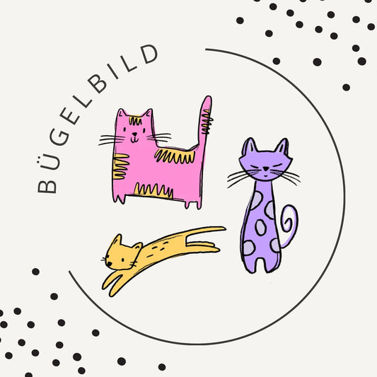 Bügelbild Cat Scratch Blau – Freches Katzenmotiv im Skizzenstil