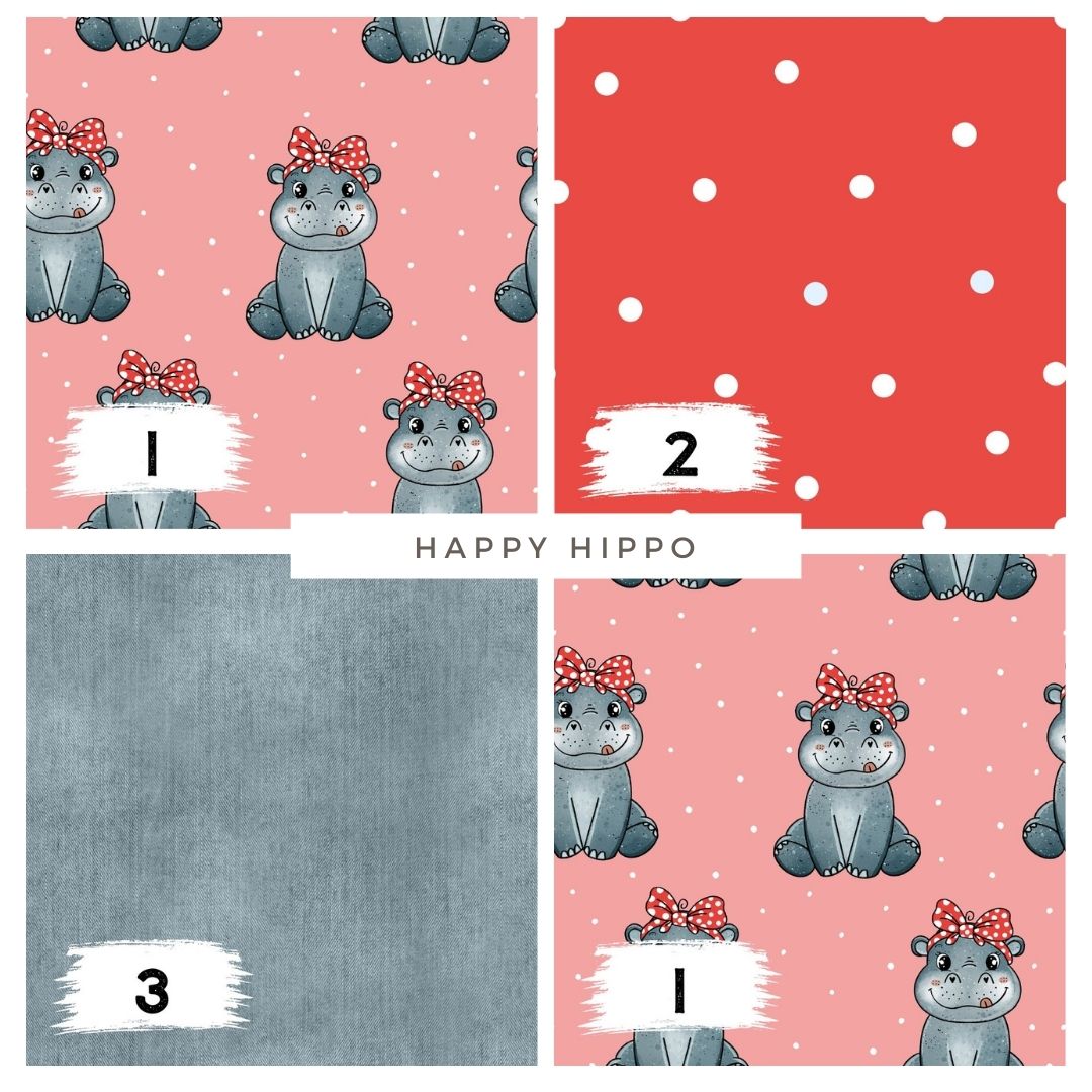 Happy Hippo Rosa – süßer Nilpferd Kinderstoff | verschiedene Stoffarten