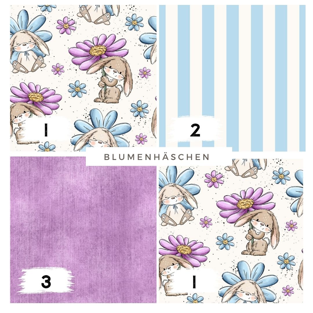 Blumenhäschen | auf verschiedenen Stoffarten