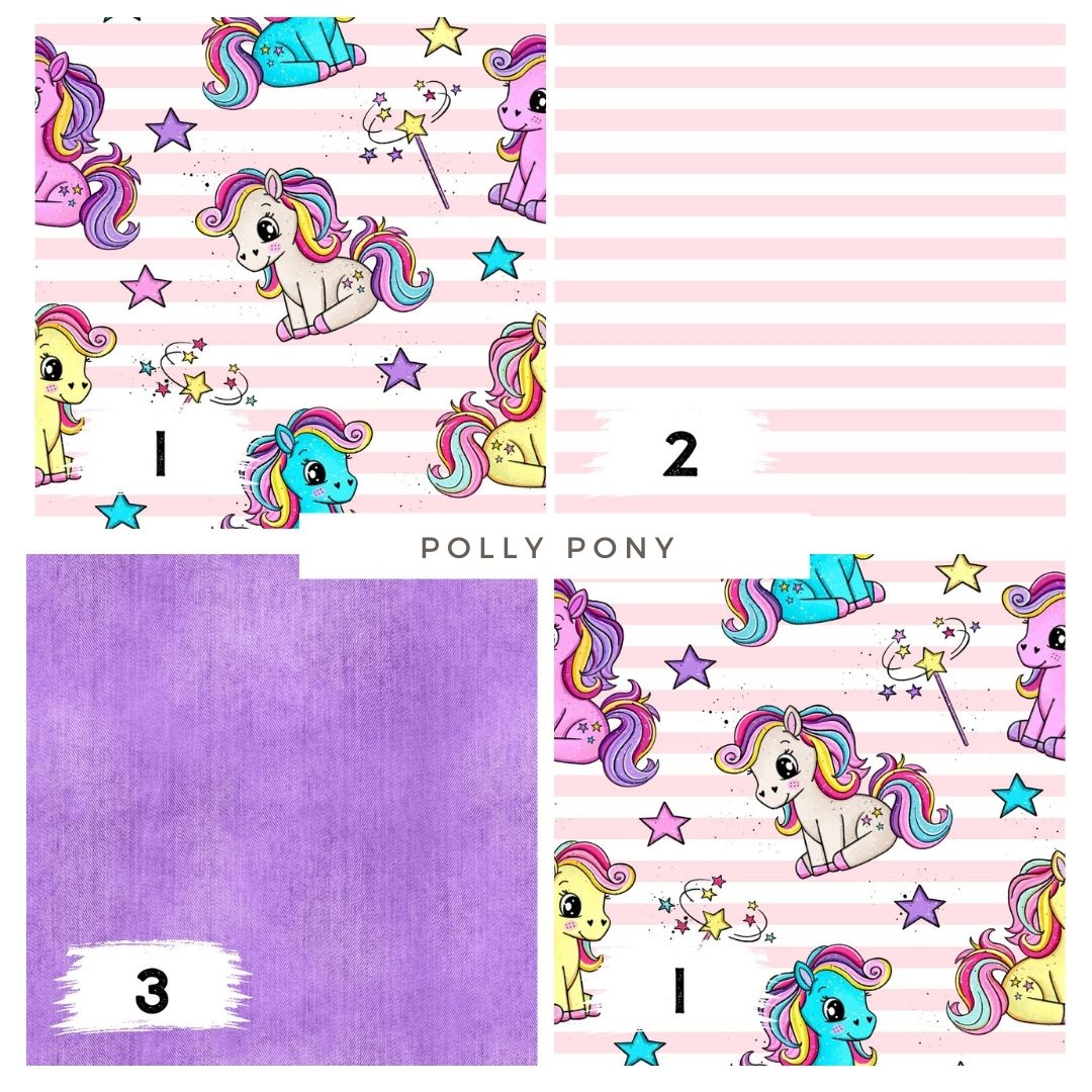 Stoffpaket Polly Pony – Einhorn & Regenbogen Design | auf verschiedenen Stoffarten