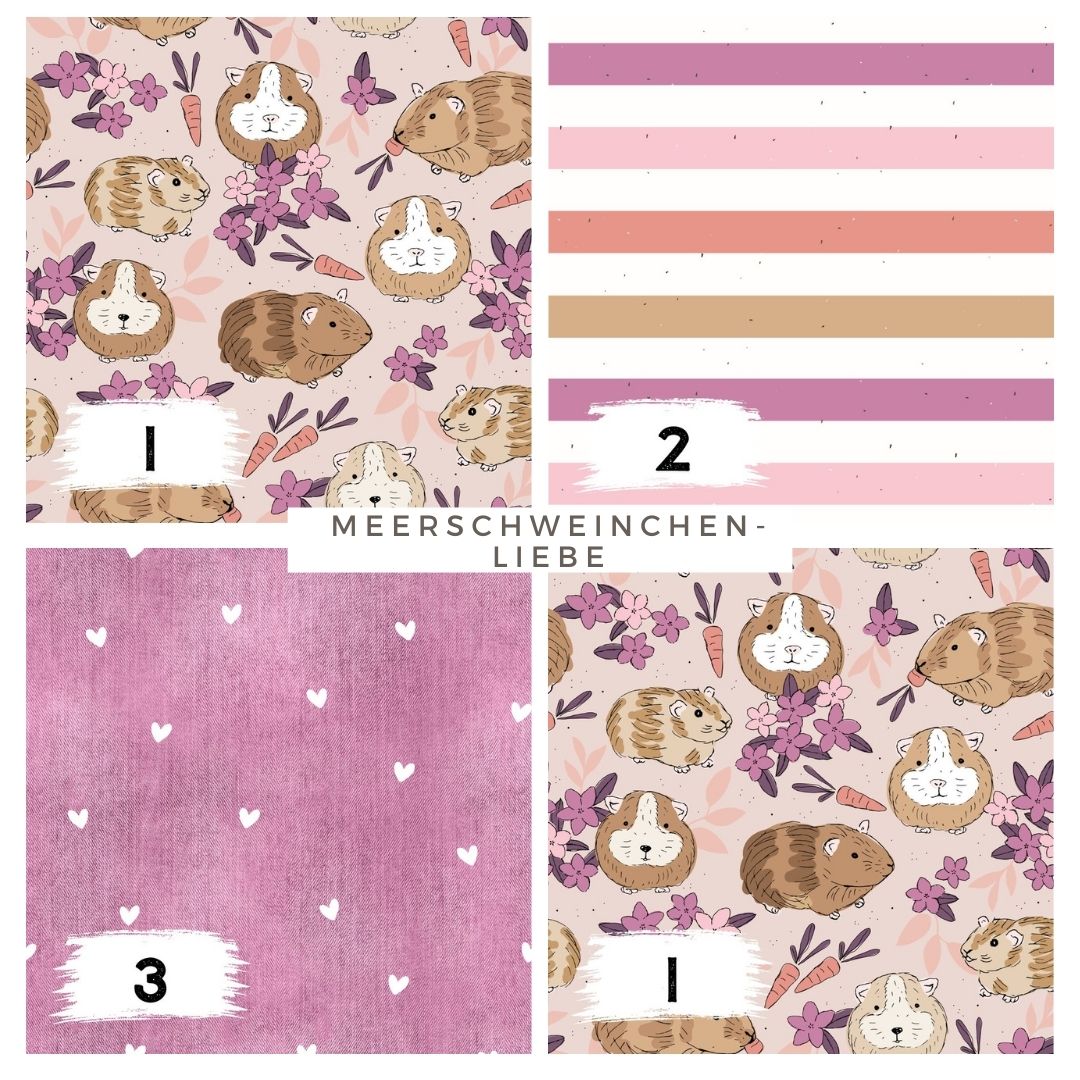 Meerschweinchenliebe Rosa – Kinderstoff mit Meerschweinchen | verschiedene Stoffarten