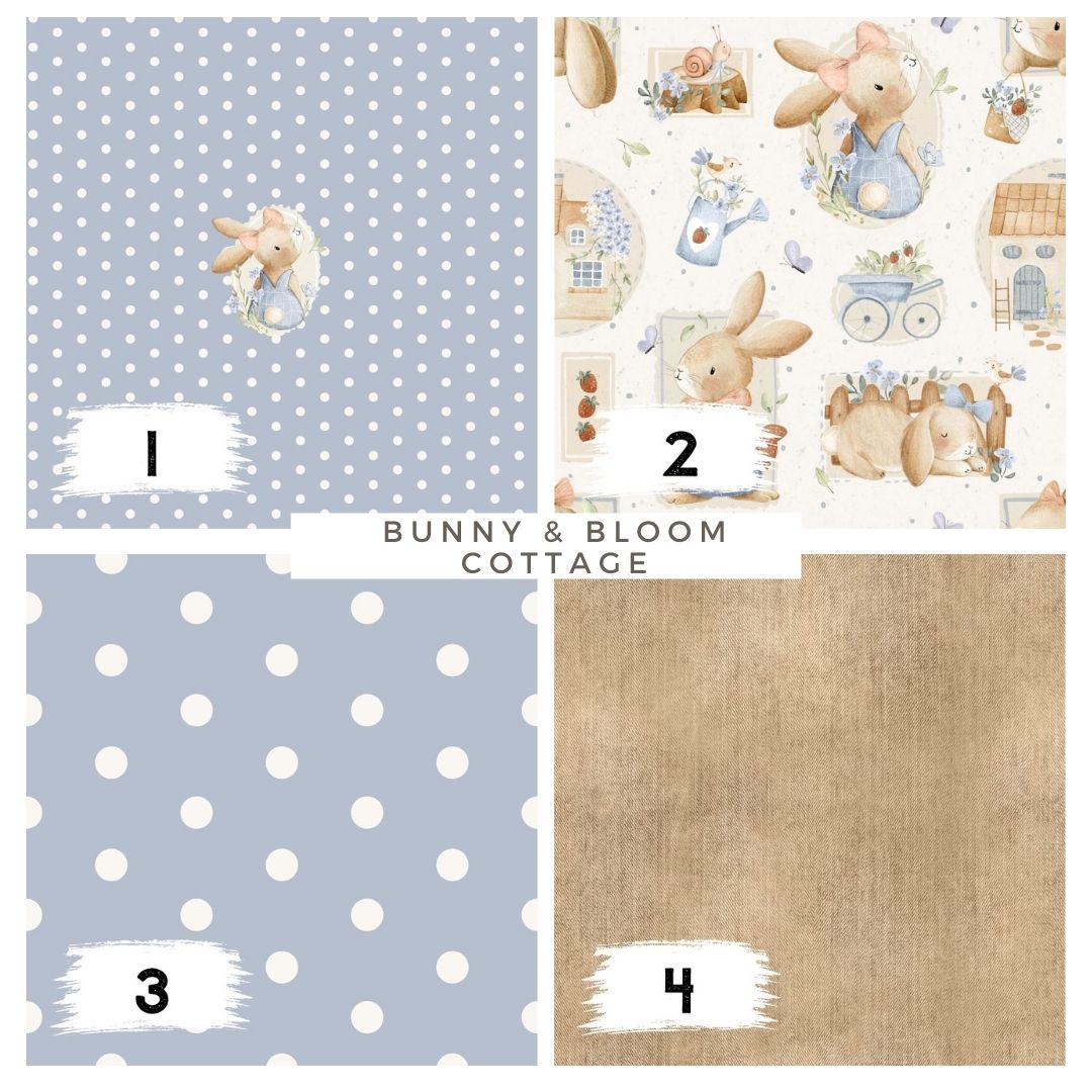 Bunny & Bloom Cottage Creme – Kinderstoff mit Häschen | verschiedene Stoffarten