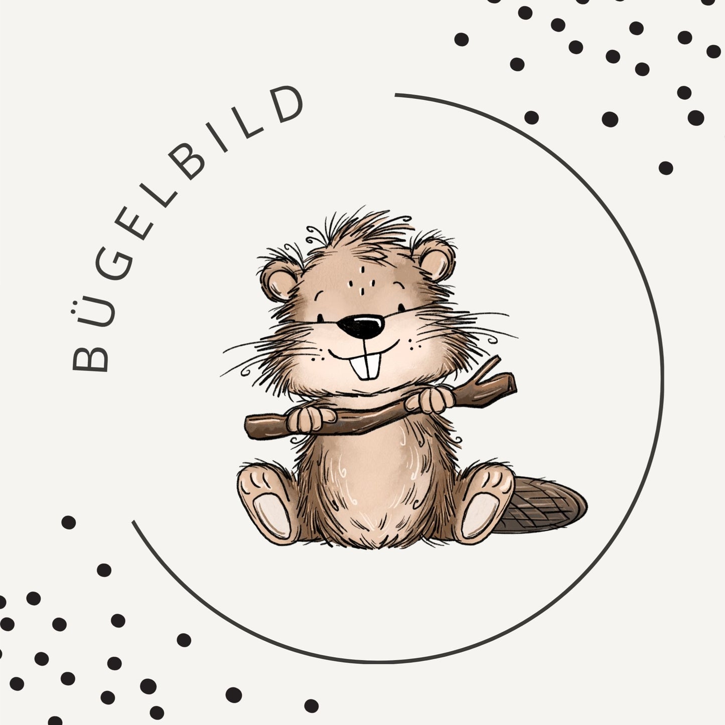 Bügelbild Biberzeit 2 – Biber mit Stock