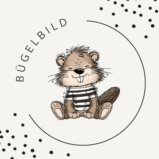 Bügelbild Biberzeit 1 – süßer Biber mit Shirt