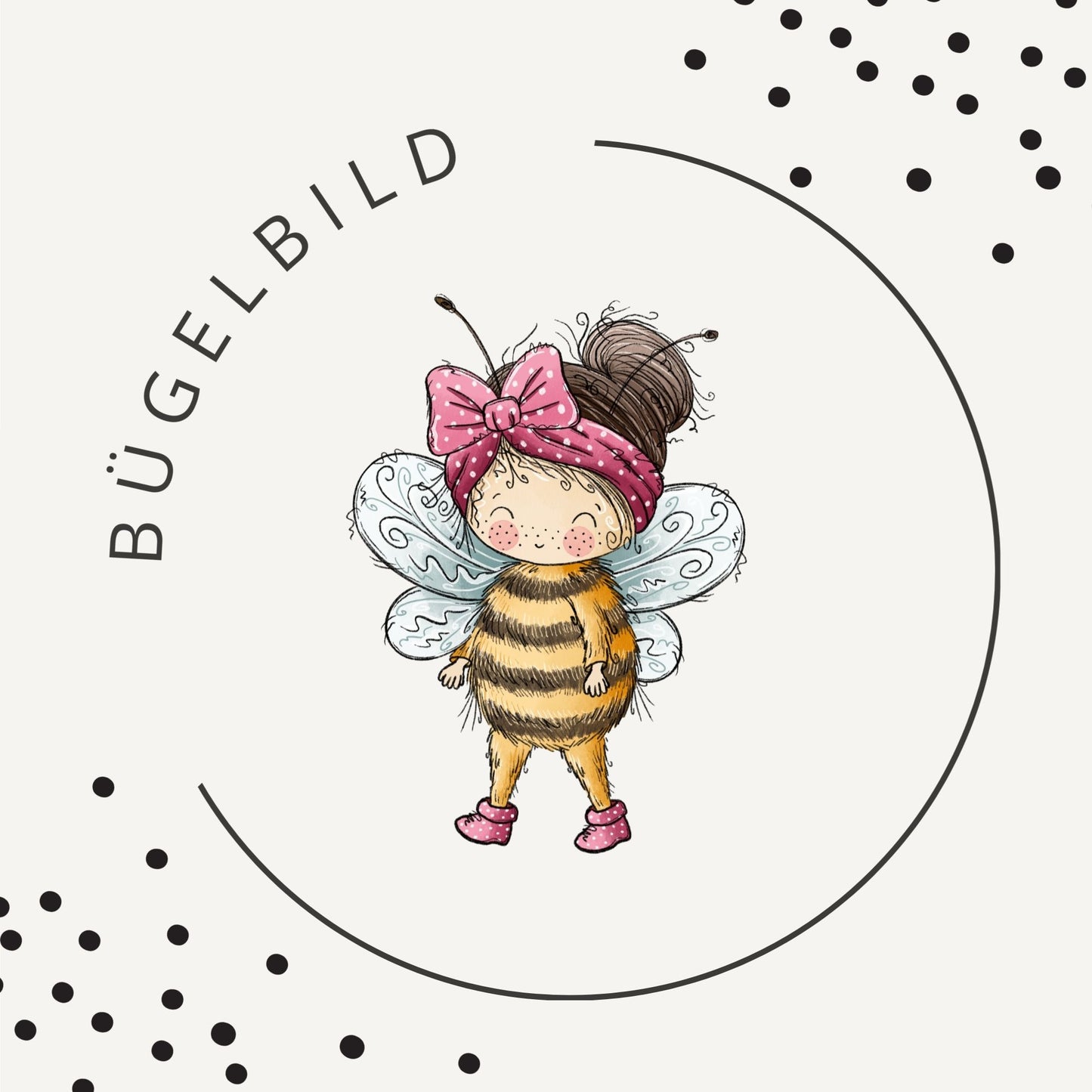 Bügelbild Bienenmädchen Rosa 2 – Süßes Bienenmotiv für Kinderkleidung