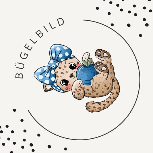 Leo Berry Love Blau – süßes Bügelbild für Kinderkleidung