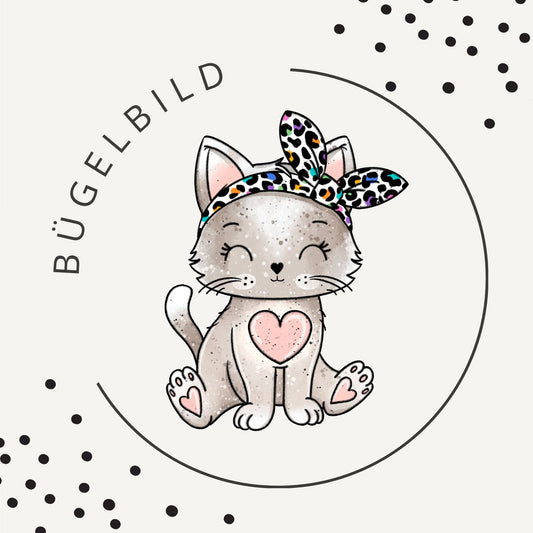 Kitty Hearts 1 – süßes Katzen Bügelbild mit Herz für Kinder