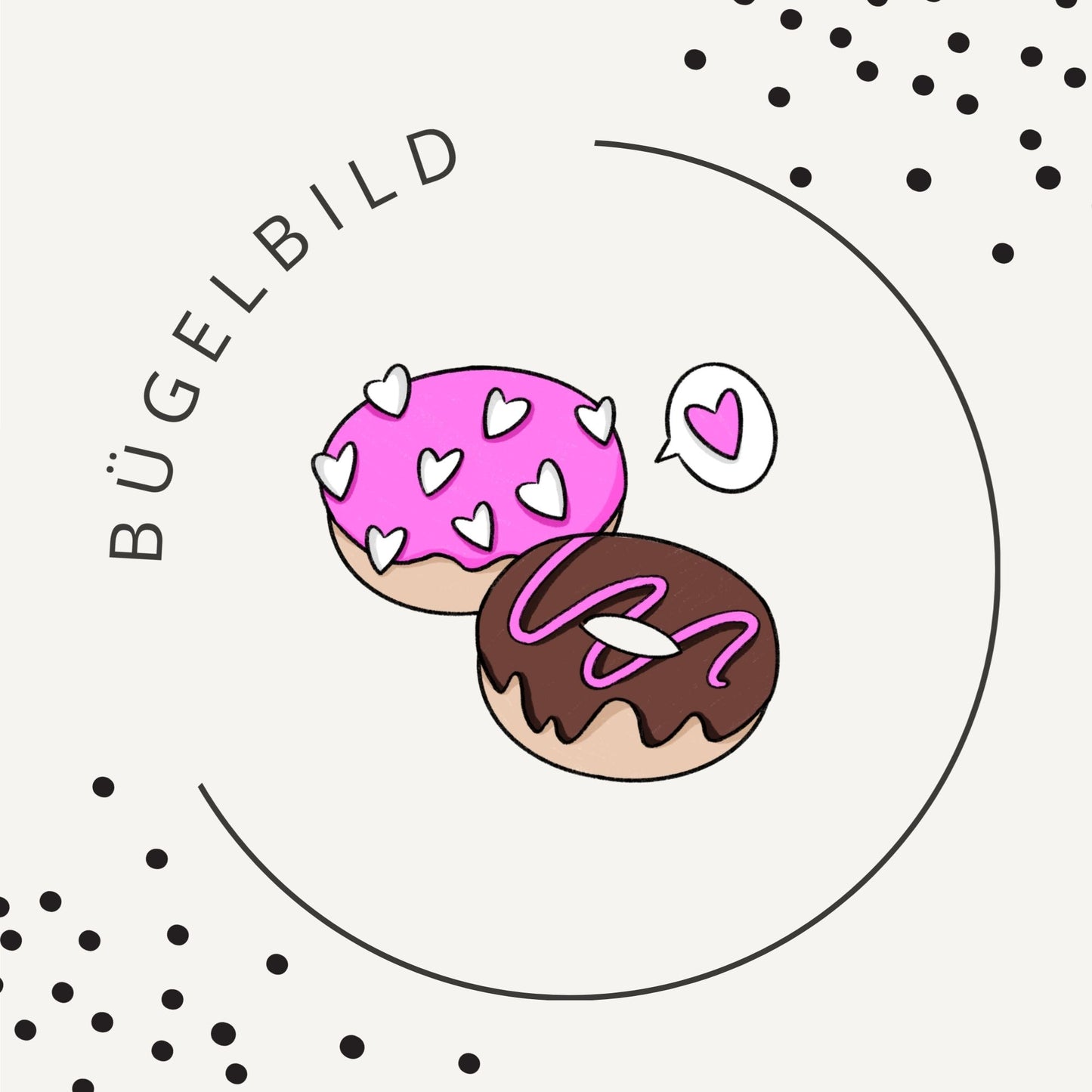 Bügelbild Donut Pop – Süße Herz Donuts