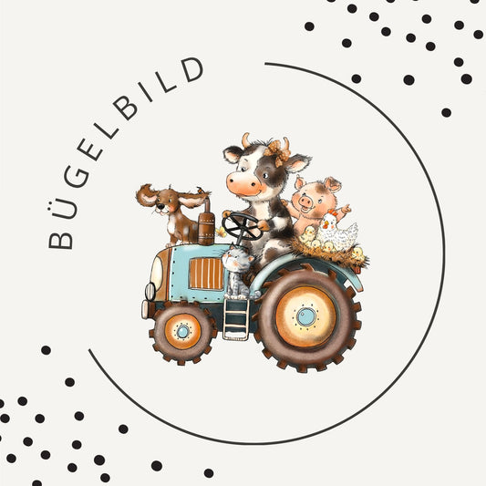 Bügelbild Unterwegs mit dem Traktor – Bauernhof Tiere