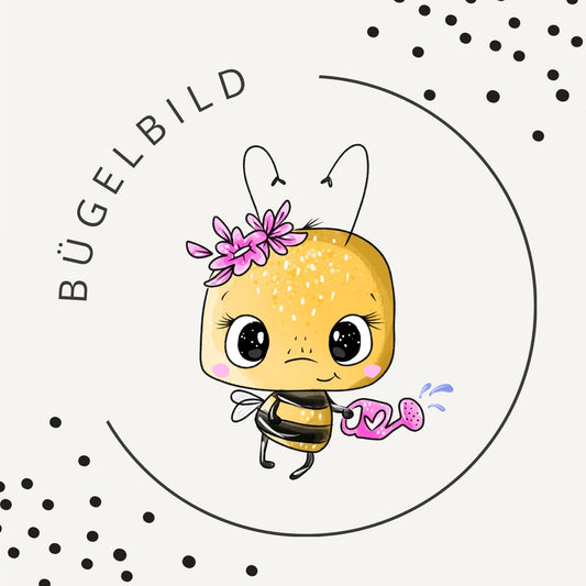 Bügelbild Sweet Honey Bee – Süße Biene mit Blume für Kinderkleidung