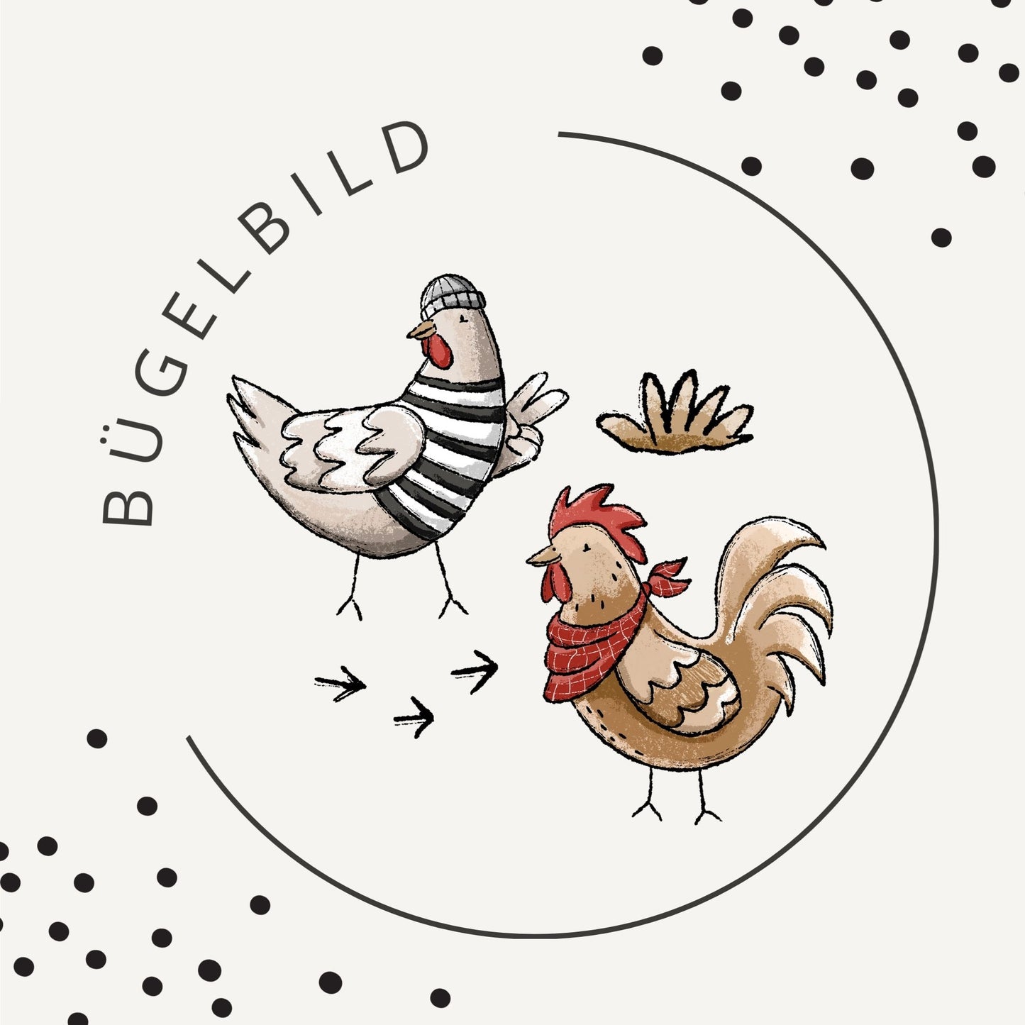 Bügelbild Hühnertag Grau – süßes Hühner-Motiv im Scandi Look