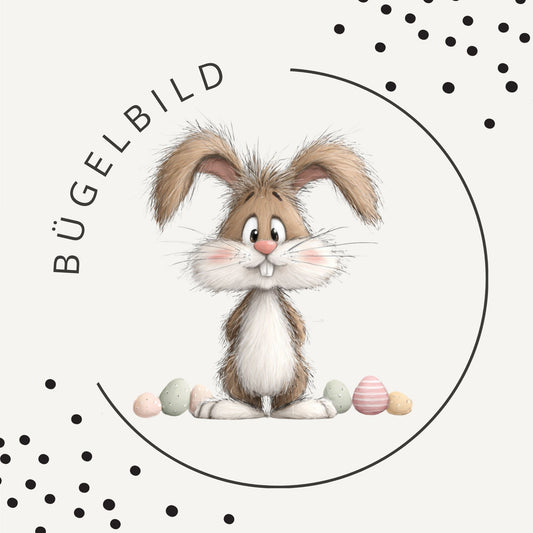 Bügelbild Hoppelglück – süßer Osterhase für Kinderkleidung