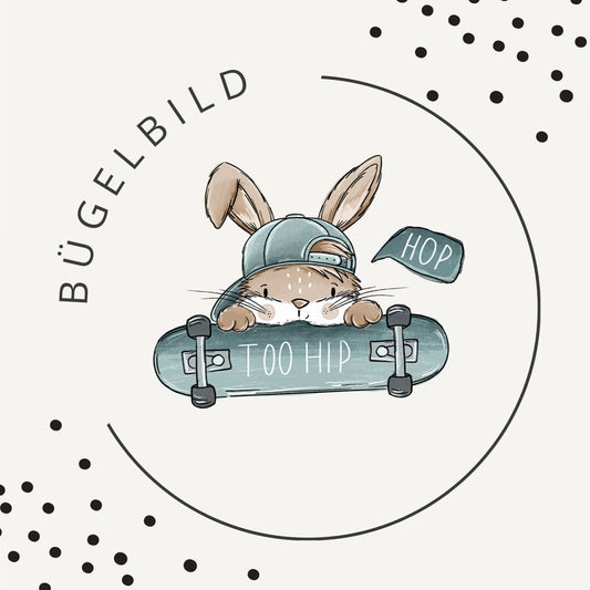 Bügelbild Skate Bunny Vibes 3 – cooles Hasen Motiv für Kinder