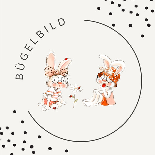 Bügelbild Frühlingshasen – Süße Osterhasen mit Marienkäfern