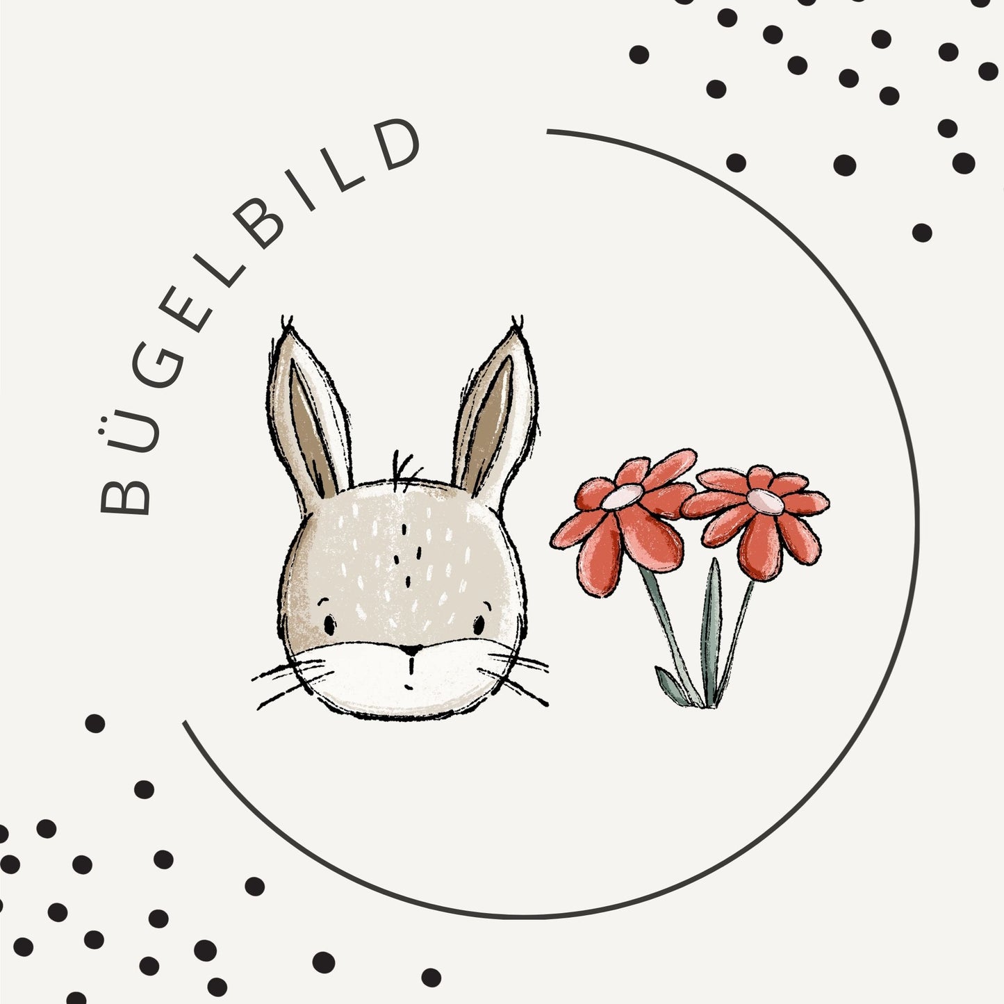 Bügelbild Wiesenhase Rosa – Hase & Blumen