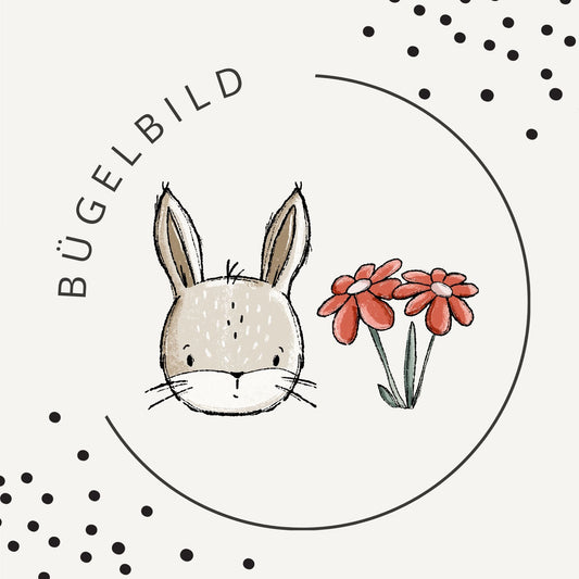 Bügelbild Wiesenhase Rosa – Hase & Blumen