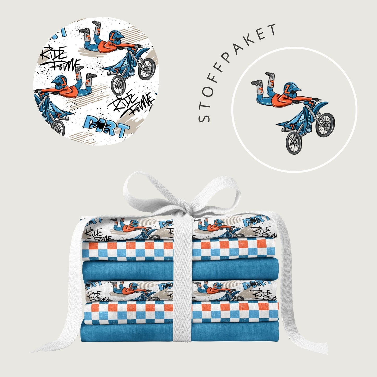Stoffpaket Dirt Bike Creme | auf verschiedenen Stoffarten