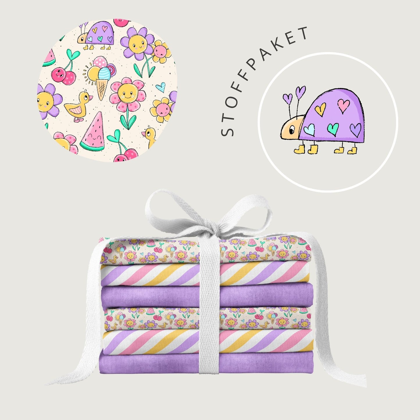 Stoffpaket Bunter Sommer Rosa | auf verschiedenen Stoffarten