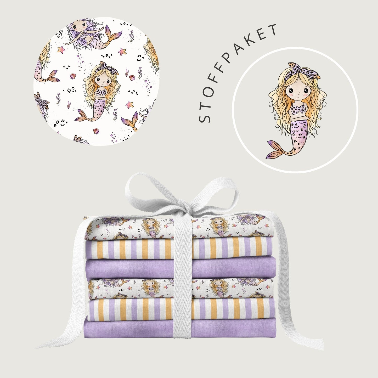 Stoffpaket Mermaid Dreams Ecru | auf verschiedenen Stoffarten