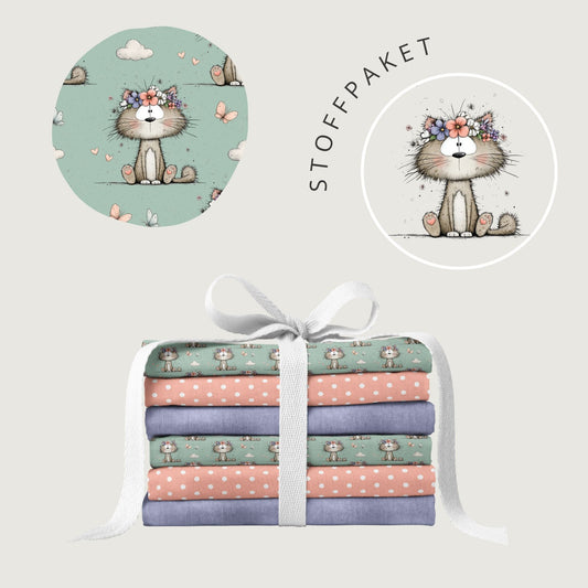 Stoffpaket Blütenpfötchen Mint | auf verschiedenen Stoffarten