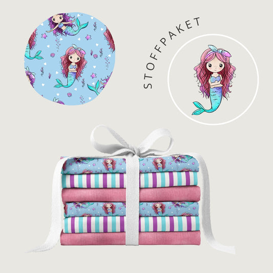 Stoffpaket Mermaid Dreams Blau | auf verschiedenen Stoffarten