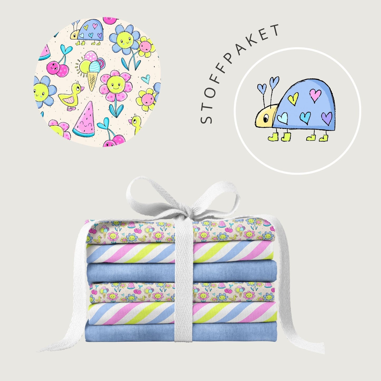 Stoffpaket Bunter Sommer Gelb | auf verschiedenen Stoffarten
