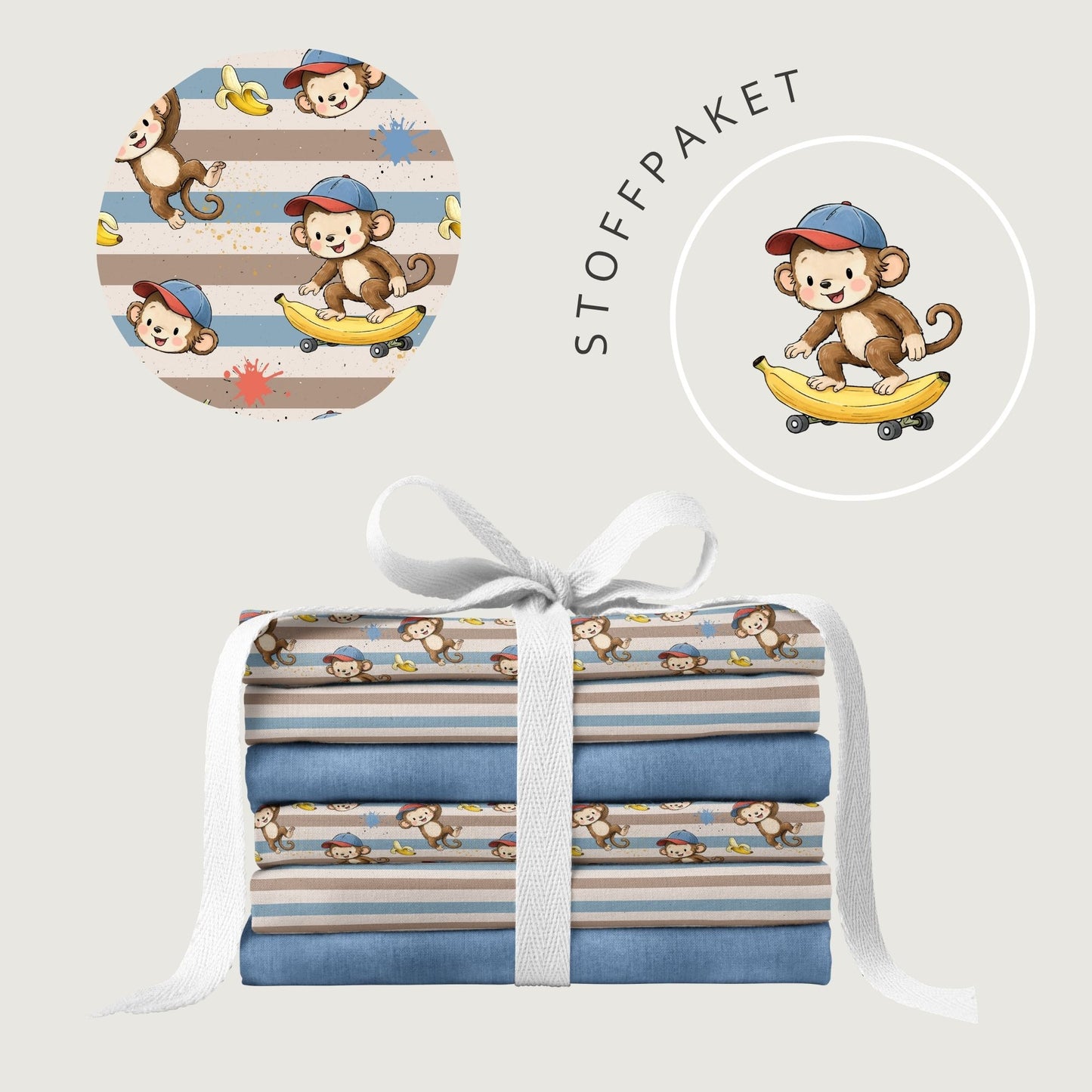 Stoffpaket Banana Rides Stripes | auf verschiedenen Stoffarten