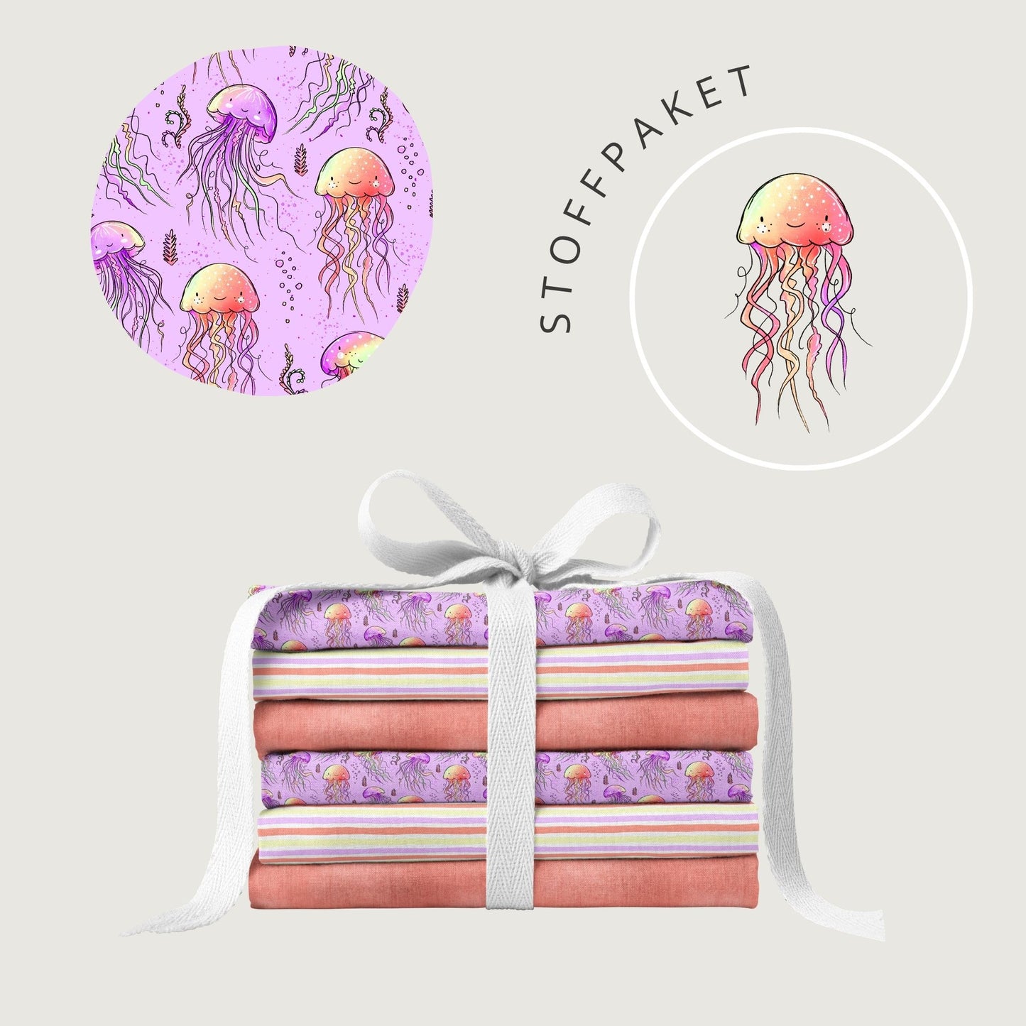 Stoffpaket Quallenzauber Rosa | auf verschiedenen Stoffarten