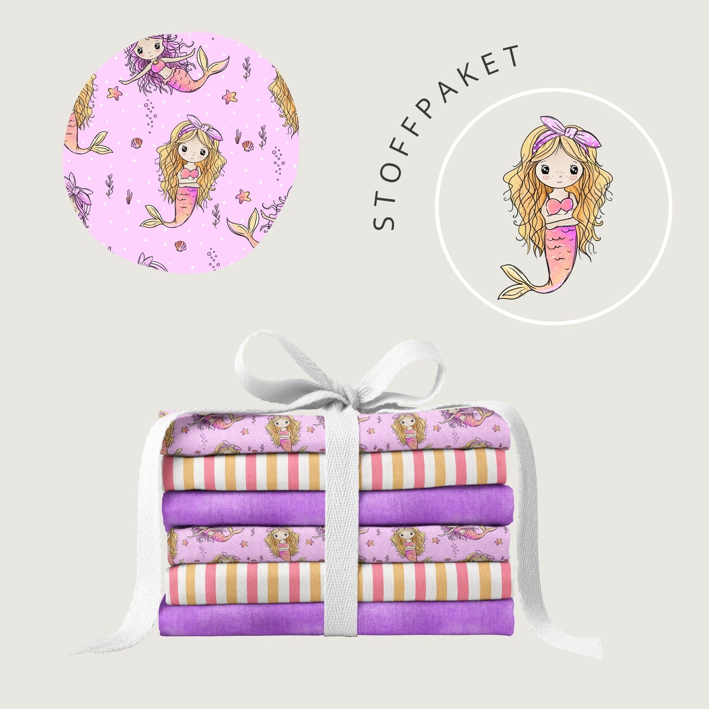 Stoffpaket Mermaid Dreams Rosa | auf verschiedenen Stoffarten