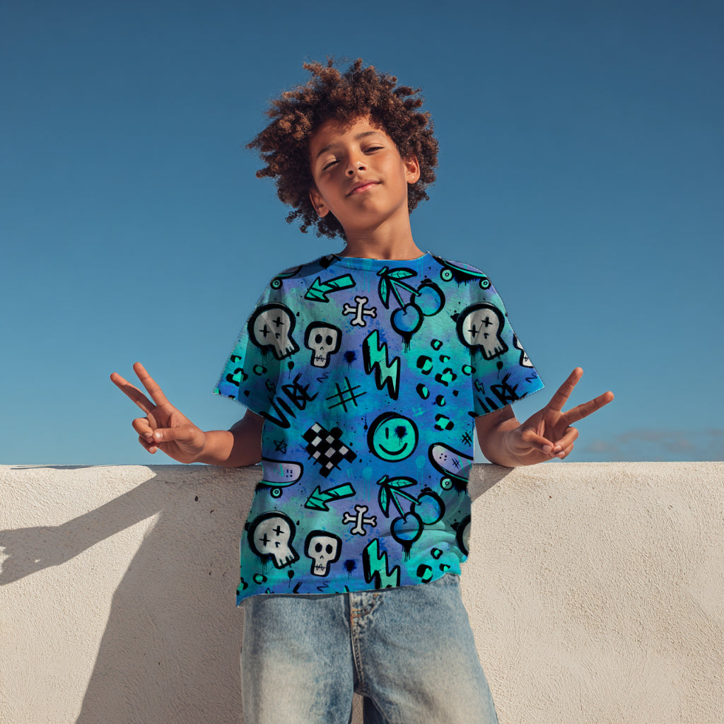 Wild Vibes Blau | auf verschiedenen Stoffarten