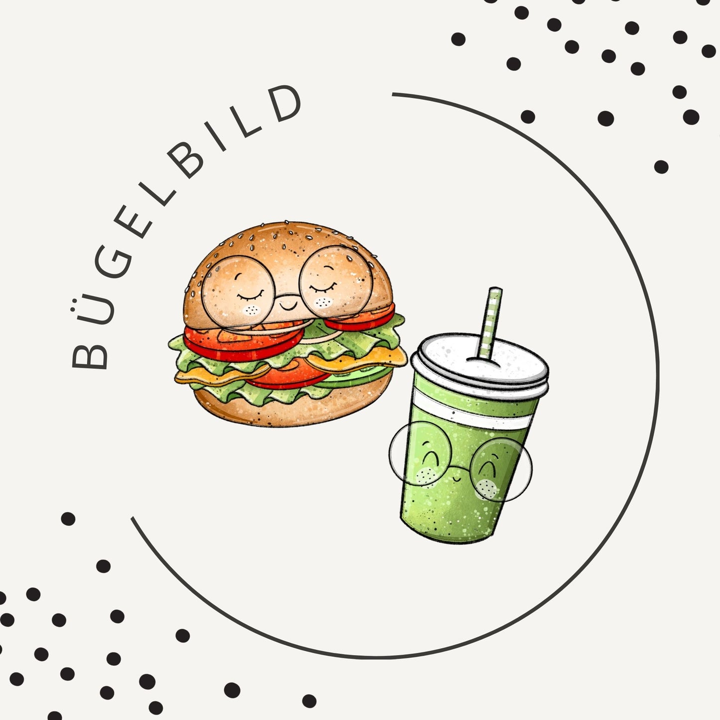 Stoffpaket Plant Burger – süßer Food-Kinderstoff | verschiedene Stoffarten